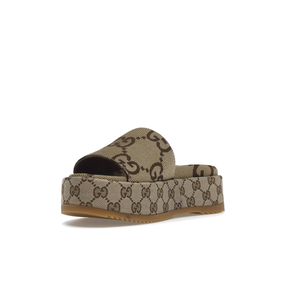 Gucci Angelina Platform 55mm Sandal Camel Canvas