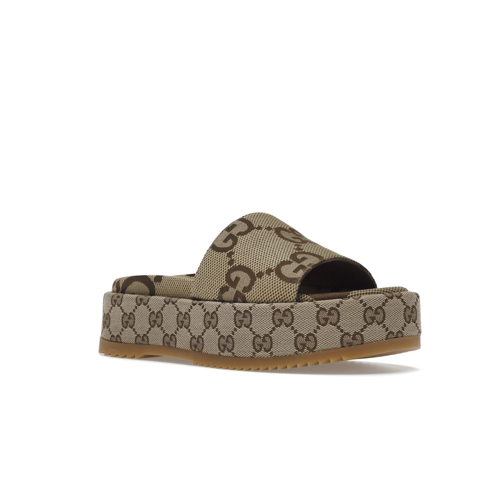 Gucci Angelina Platform 55mm Sandal Camel Canvas