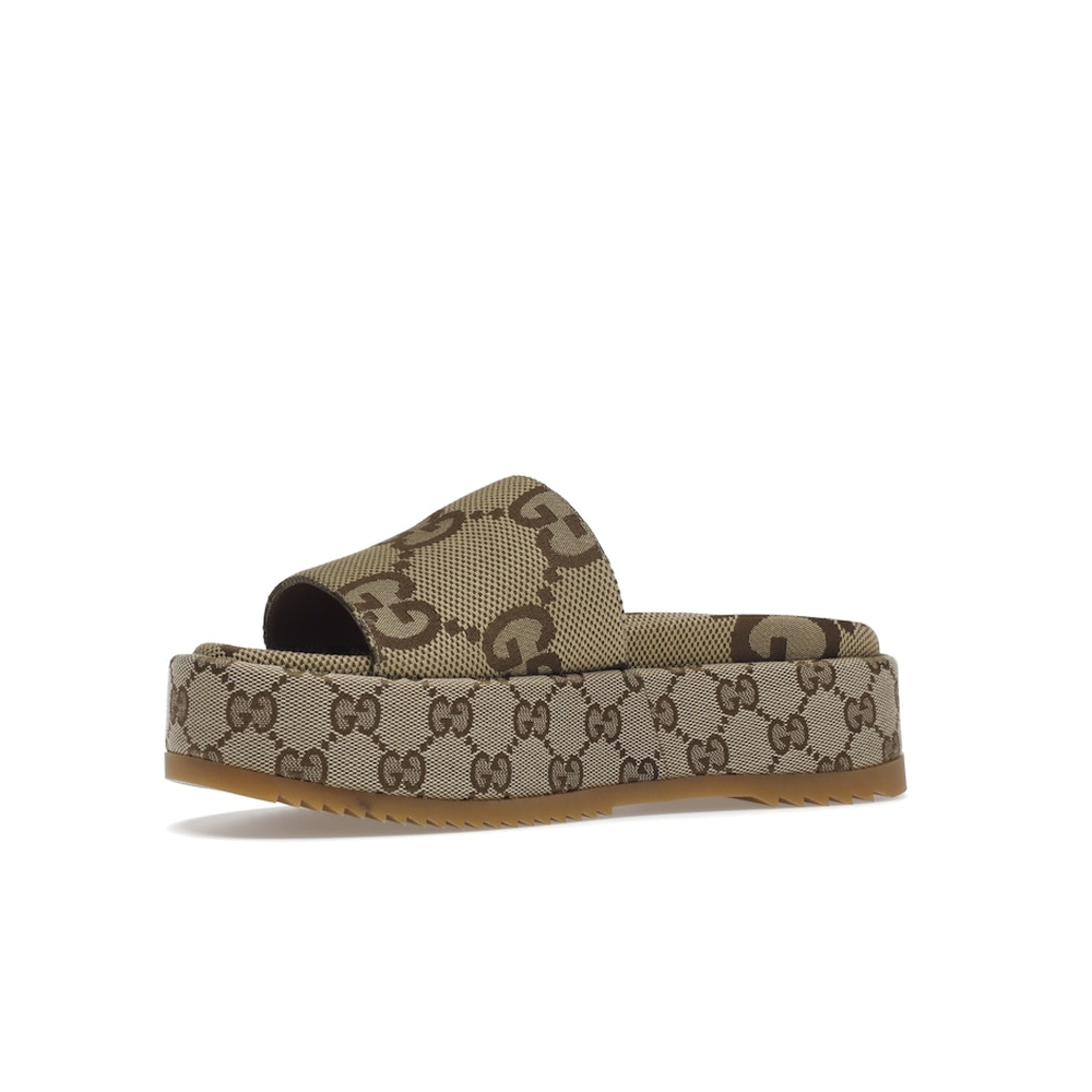 Gucci Angelina Platform 55mm Sandal Camel Canvas