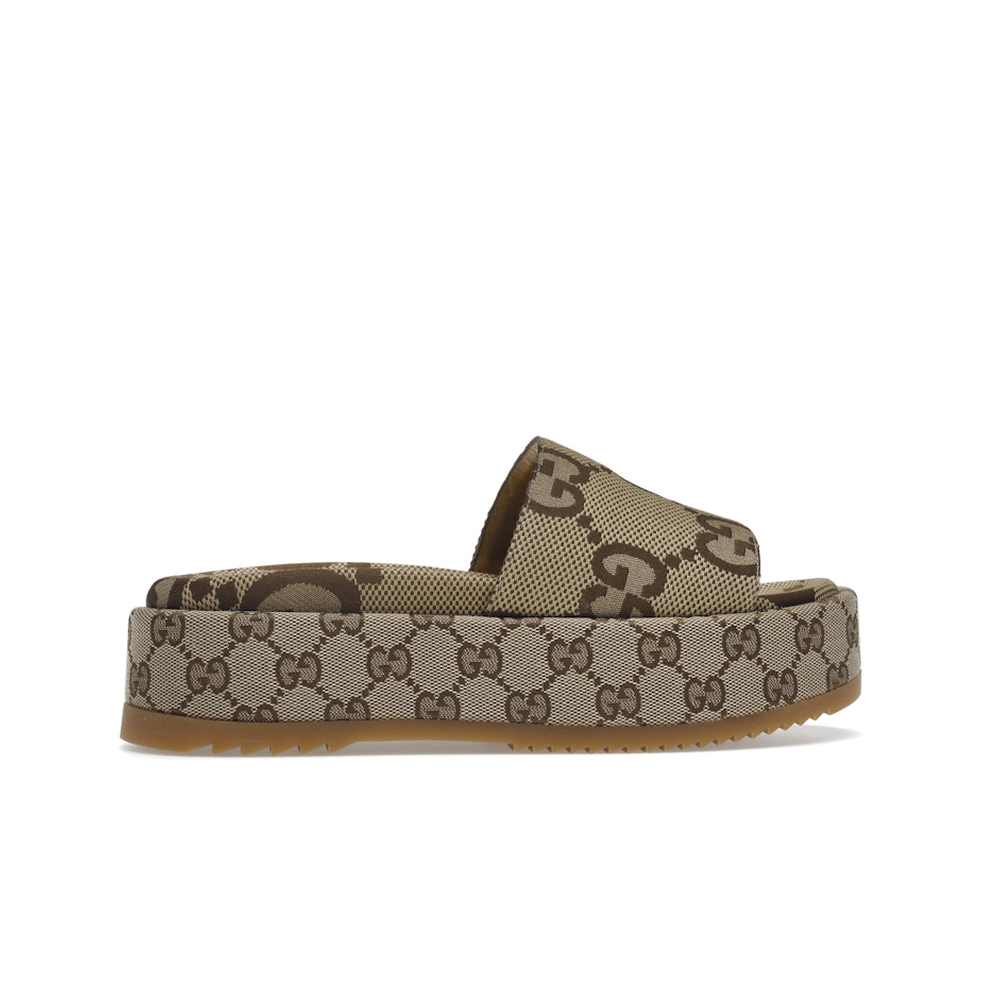 Gucci Angelina Platform 55mm Sandal Camel Canvas