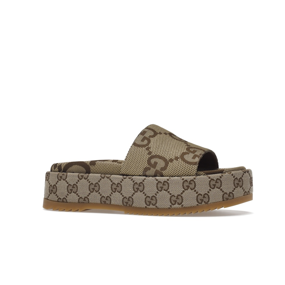 Gucci Angelina Platform 55mm Sandal Camel Canvas