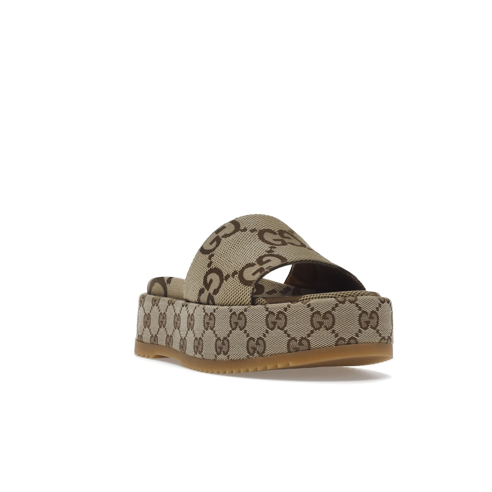 Gucci Angelina Platform 55mm Sandal Camel Canvas