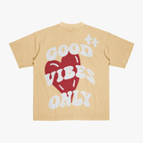 'Good Vibes Only' Beige Oversize T-shirt