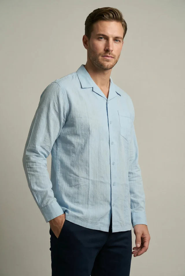 LYVN Relaxed Fit Pin Tuck Shirt - Light Blue