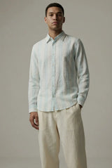 Relaxed Fit Vertical Strip Shirt - Blue & White