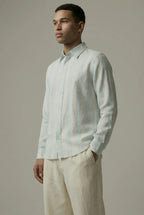 LYVN Relaxed Fit Vertical Strip Shirt - Blue & White