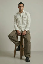 LYVN Relaxed Fit Reveal Slit Shirt - White