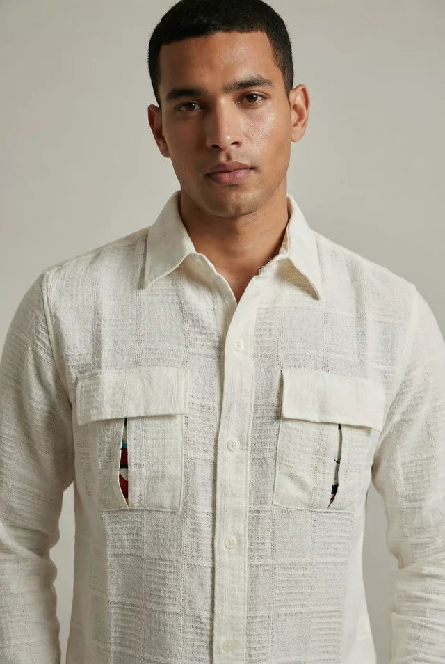 LYVN Relaxed Fit Reveal Slit Shirt - White
