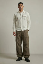 LYVN Relaxed Fit Reveal Slit Shirt - White