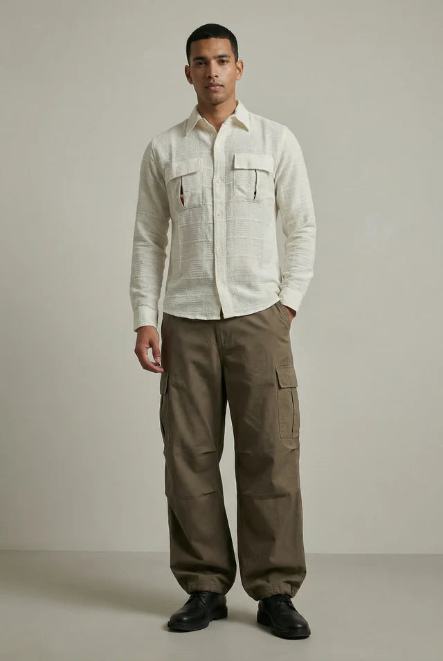 LYVN Relaxed Fit Reveal Slit Shirt - White