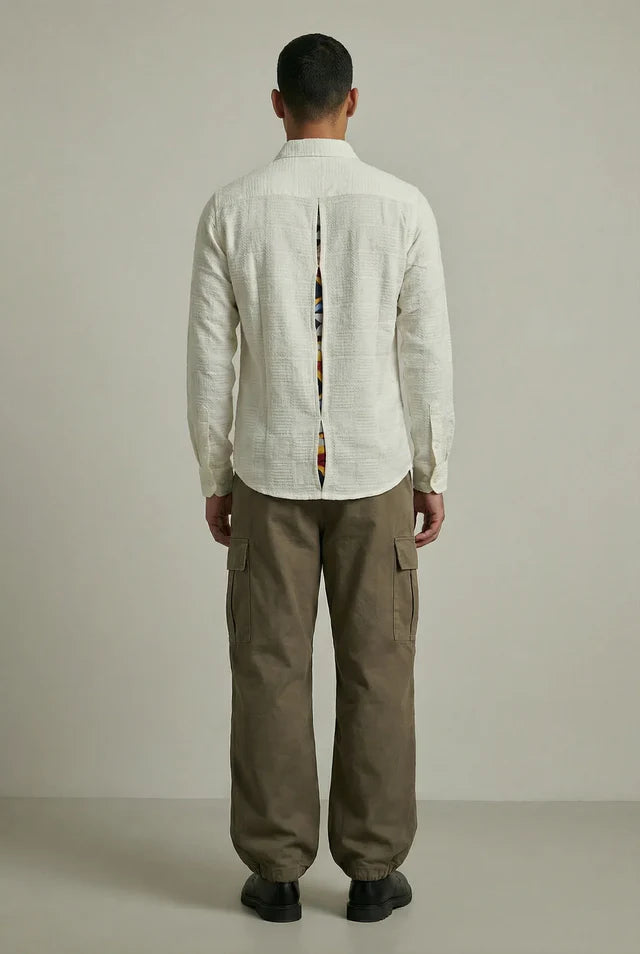 LYVN Relaxed Fit Reveal Slit Shirt - White