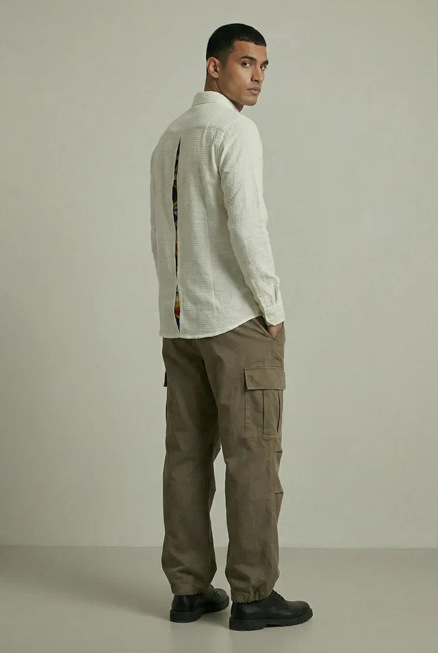 LYVN Relaxed Fit Reveal Slit Shirt - White