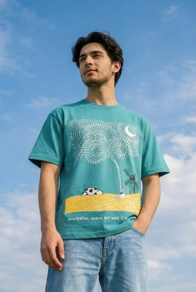 LYVN Oversized T-Shirt Blue - Clouded Mind By Van Gogh