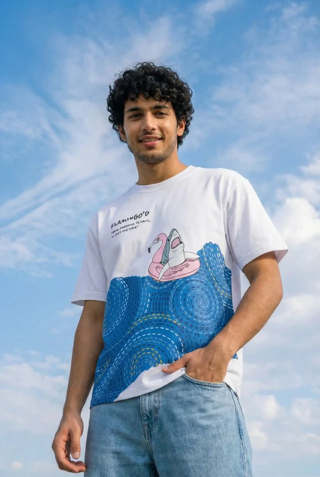 LYVN Oversized T-Shirt White - Lost At Sea By Van Gogh