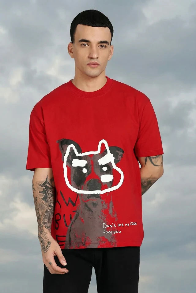 LYVN Oversized T-Shirt Red - Fool Face
