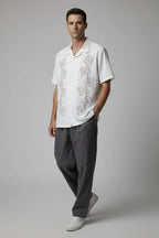 LYVN Relaxed Fit Maroon Embroidered Shirt - White