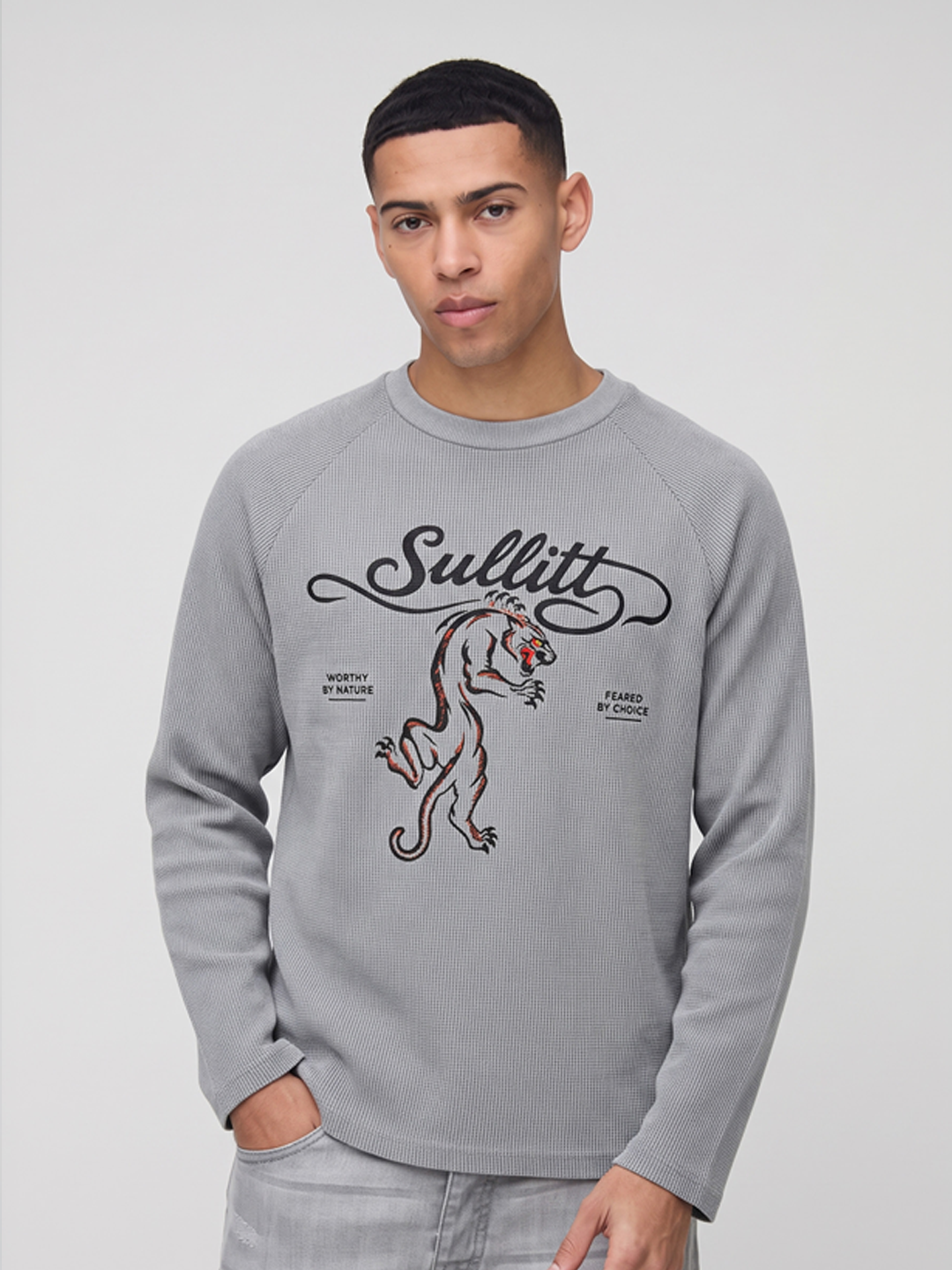 Sullitt Oversized Grey Waffle T-Shirt - Heritage Panther