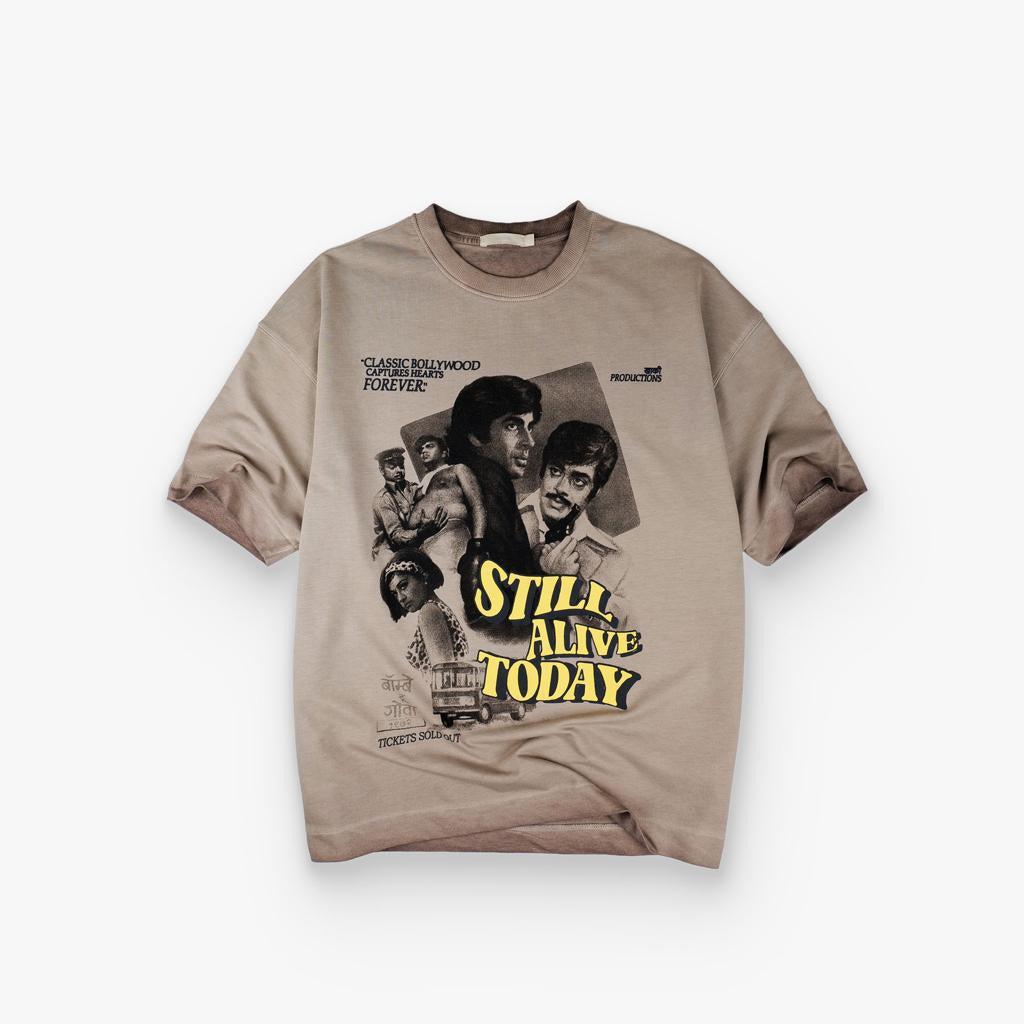 Khaaki Oversized T-Shirt Beige Pigment Washed - Khaaki Productions Limited Edition