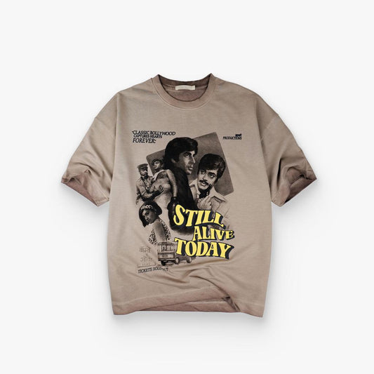 Khaaki Oversized T-shirt Beige Pigment Washed - Khaaki Productions Limited Edition