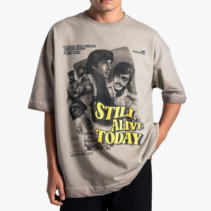 Khaaki Oversized T-shirt Beige Pigment Washed - Khaaki Productions Limited Edition