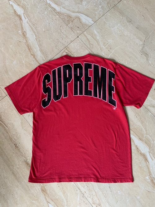 Buy Supreme Cracked Back Arc T Shirt Red 10 Hills Studio