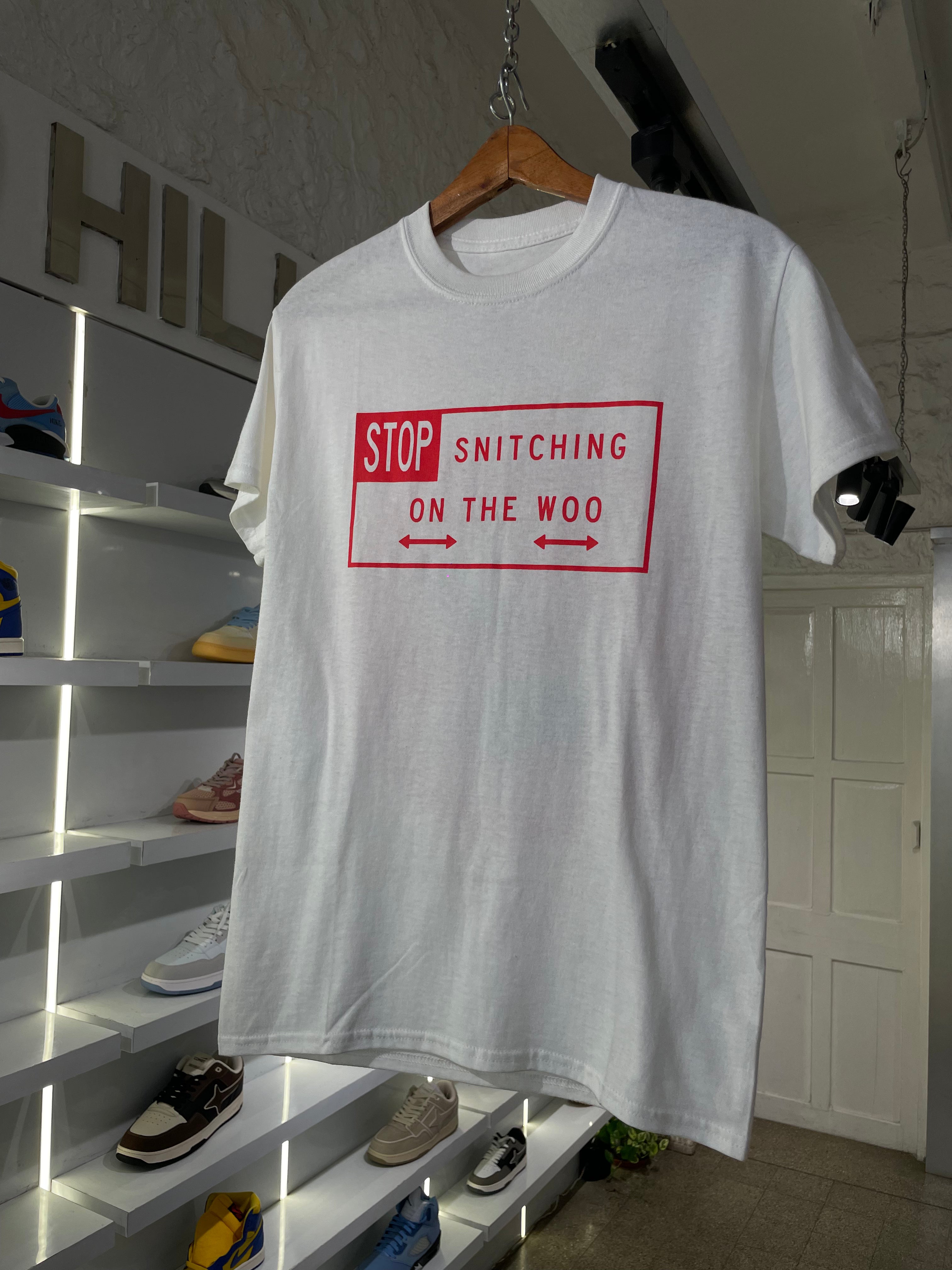 Pop Smoke x Vlone Stop Snitching T-Shirt - White (The Vault)