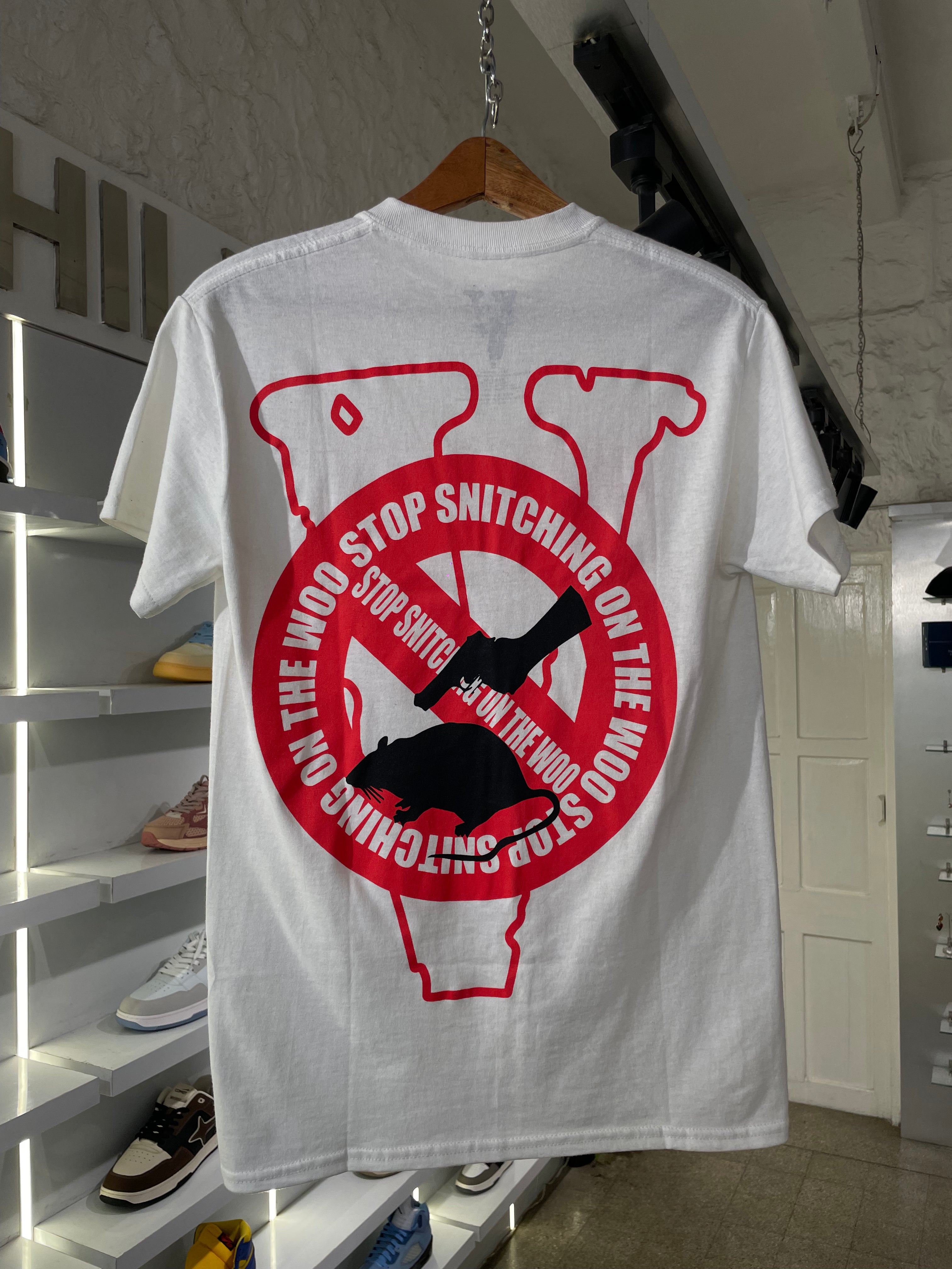 Pop Smoke x Vlone Stop Snitching T-Shirt - White (The Vault)