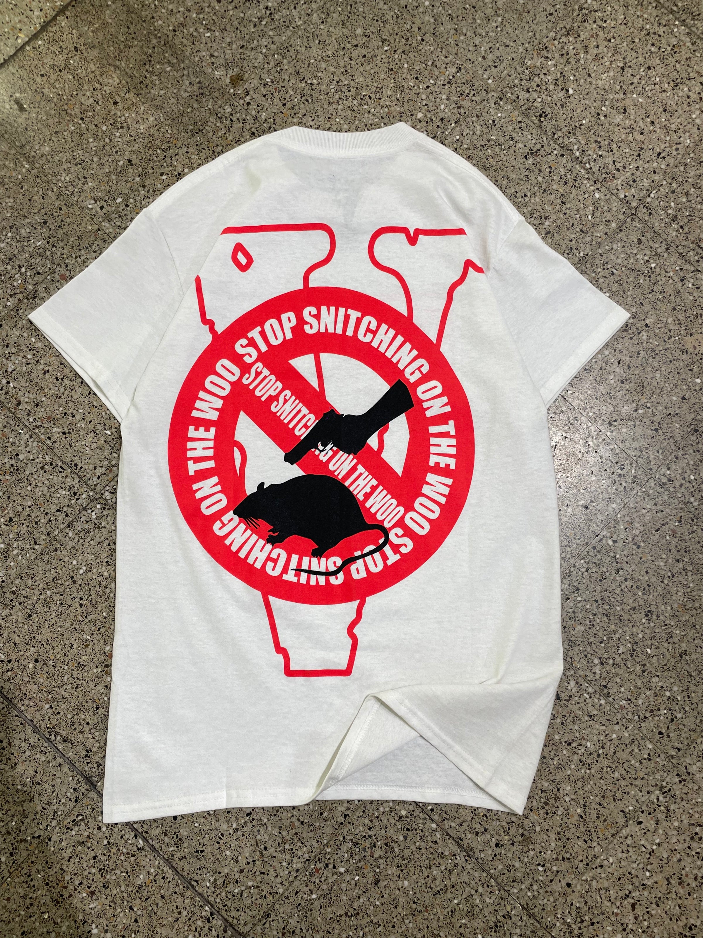Pop Smoke x Vlone Stop Snitching T-Shirt - White