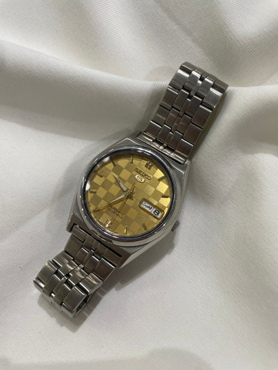 Seiko 5 Automatic - Gold Checkerboard Mosaic Dial