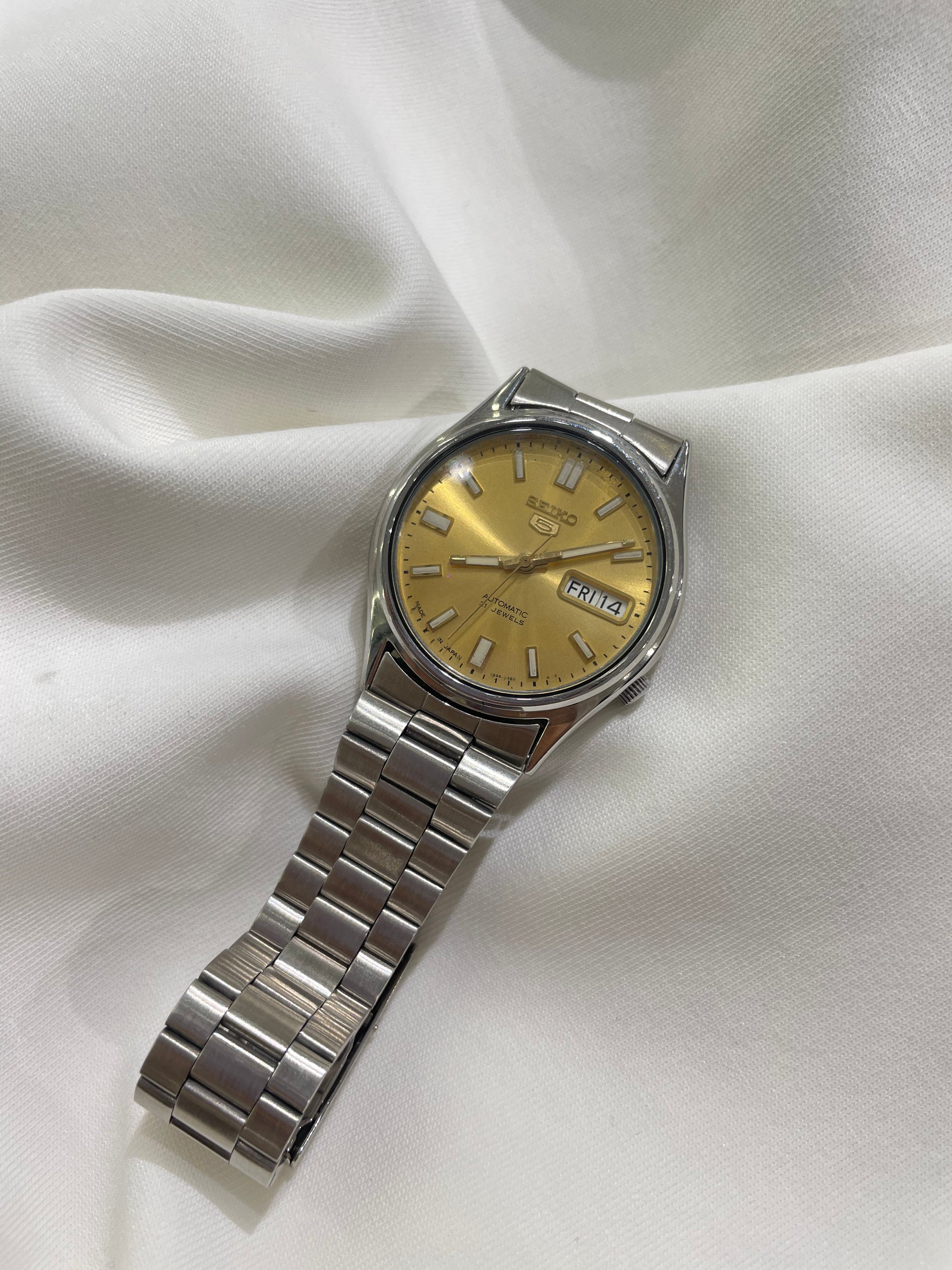 Seiko 5 Automatic - Gold Sunburst Dial with Chunky Baton Indices