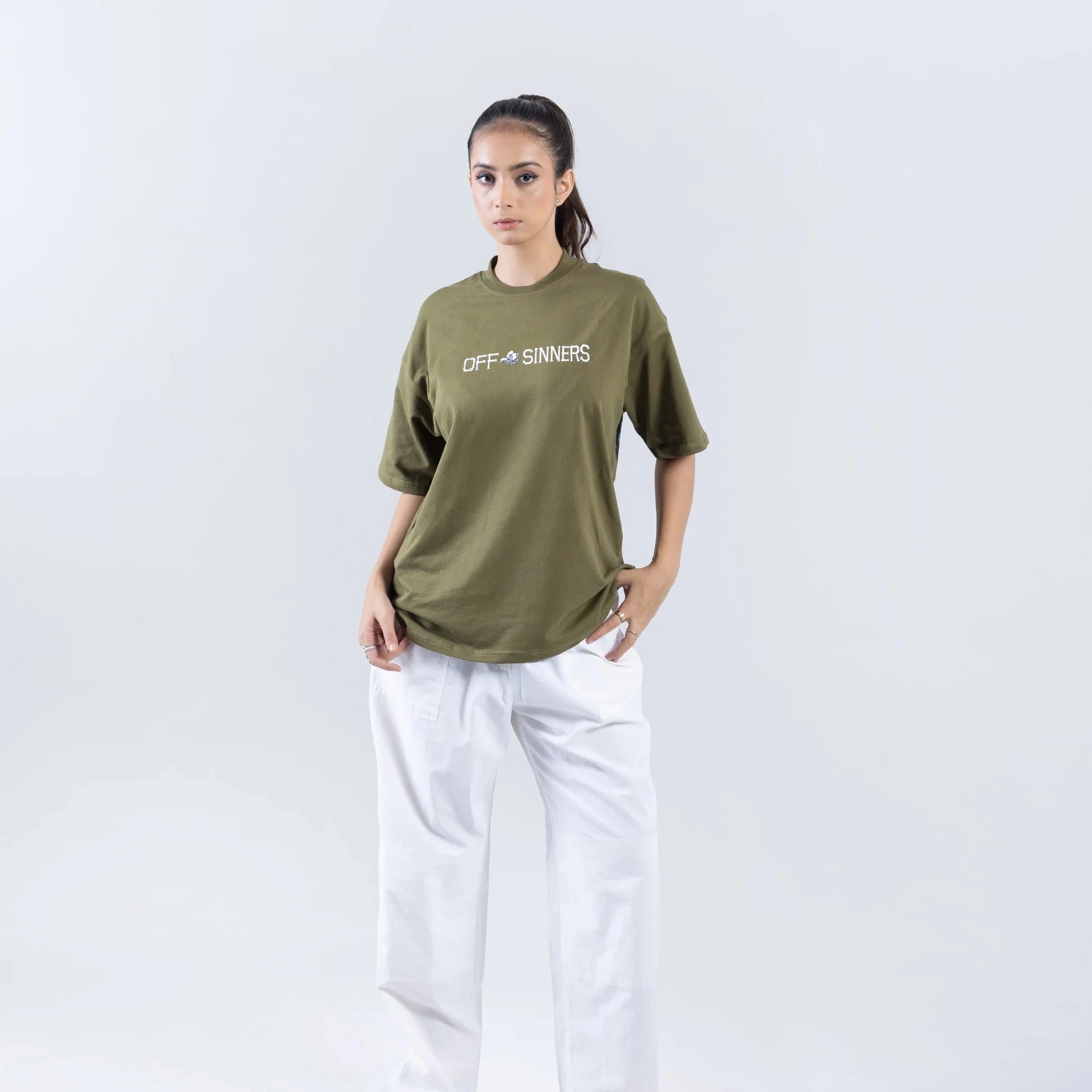 Off Sinners Oversized T-Shirt Green - Drip > AI