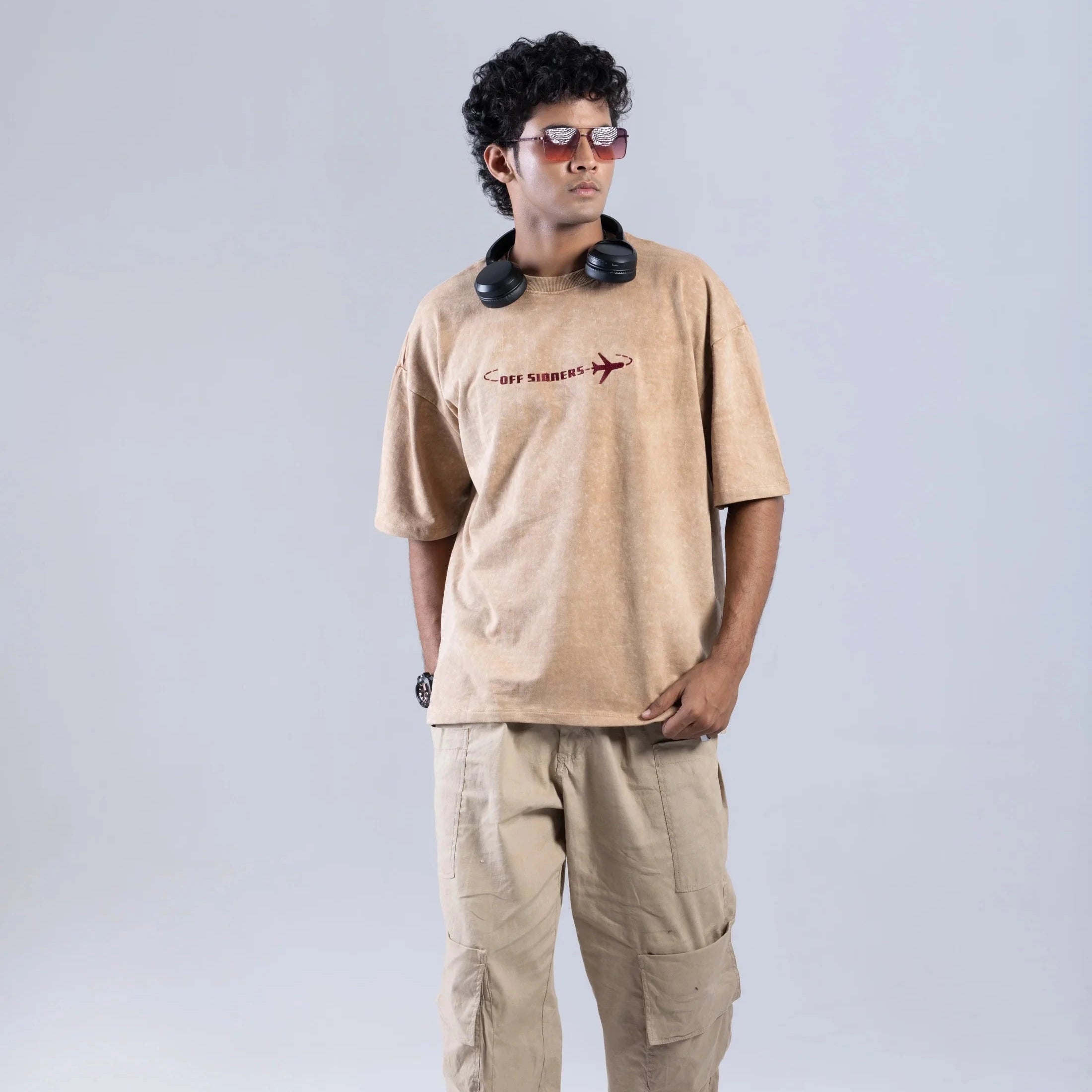 Off Sinners Oversized T-Shirt Sand Washed - Wanderlust