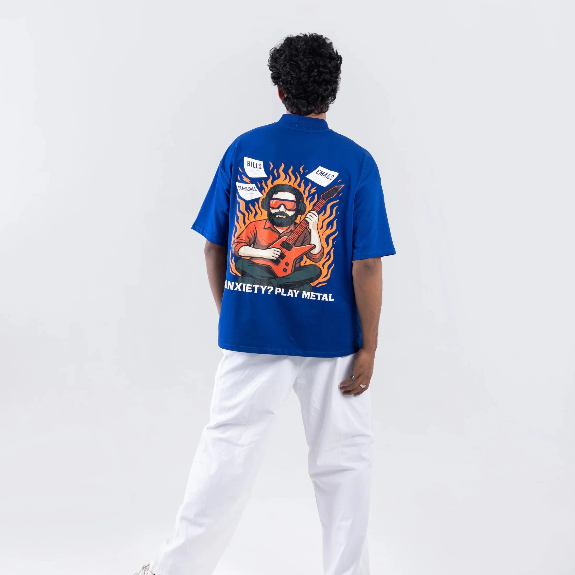 Off Sinners Oversized T-Shirt Blue - Play Metal