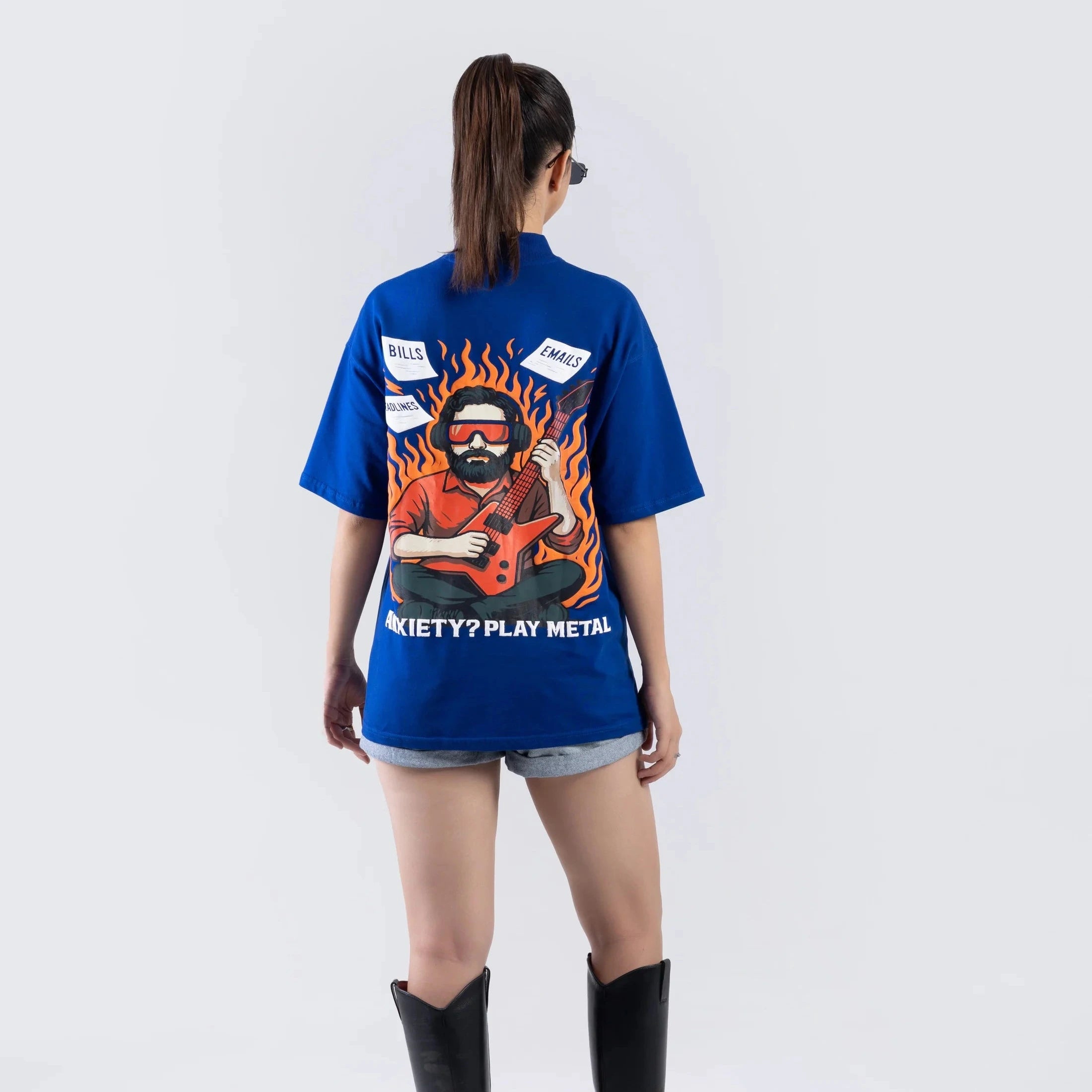 Off Sinners Oversized T-Shirt Blue - Play Metal