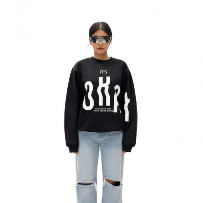 Exhale Label Oversized Sweatshirt Black - It's Okay
