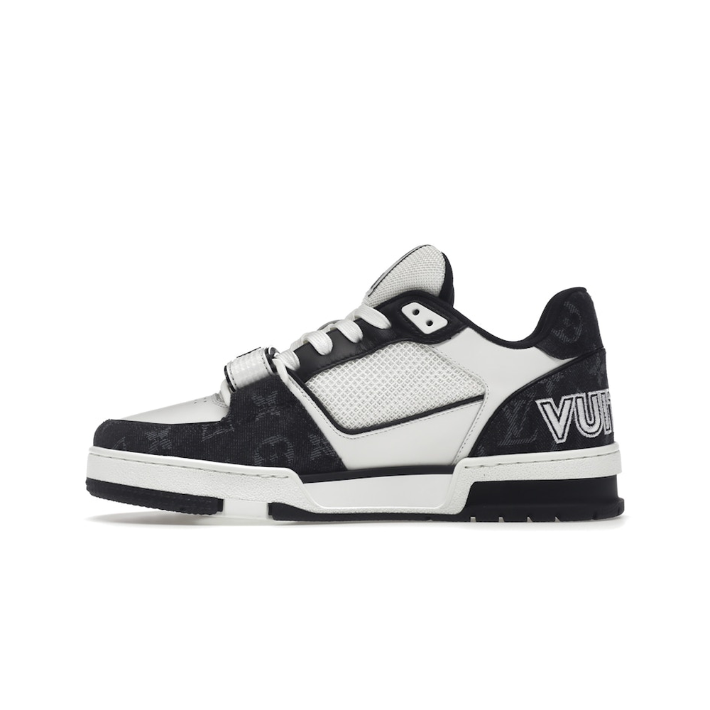 Louis Vuitton LV Trainer Velcro Strap Monogram Denim Black White