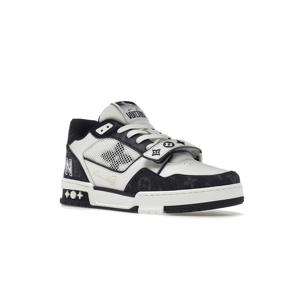 Louis Vuitton LV Trainer Velcro Strap Monogram Denim Black White