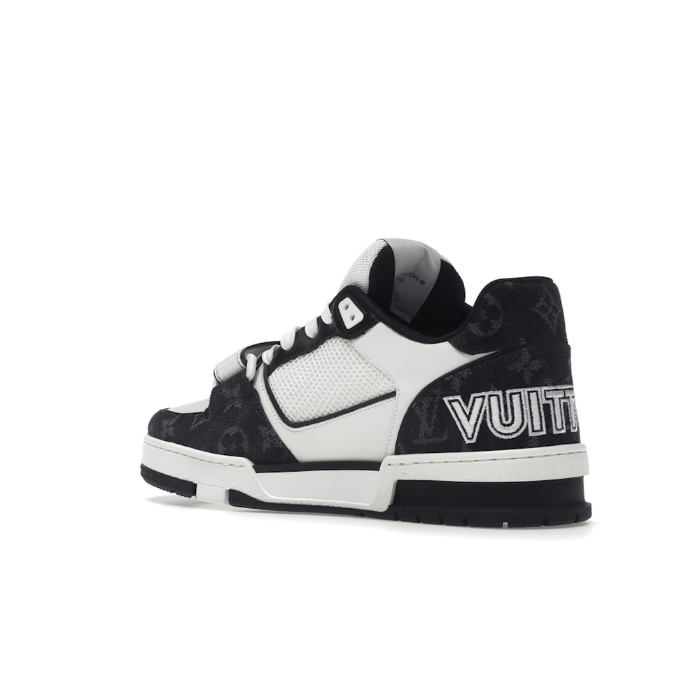 Louis Vuitton LV Trainer Velcro Strap Monogram Denim Black White