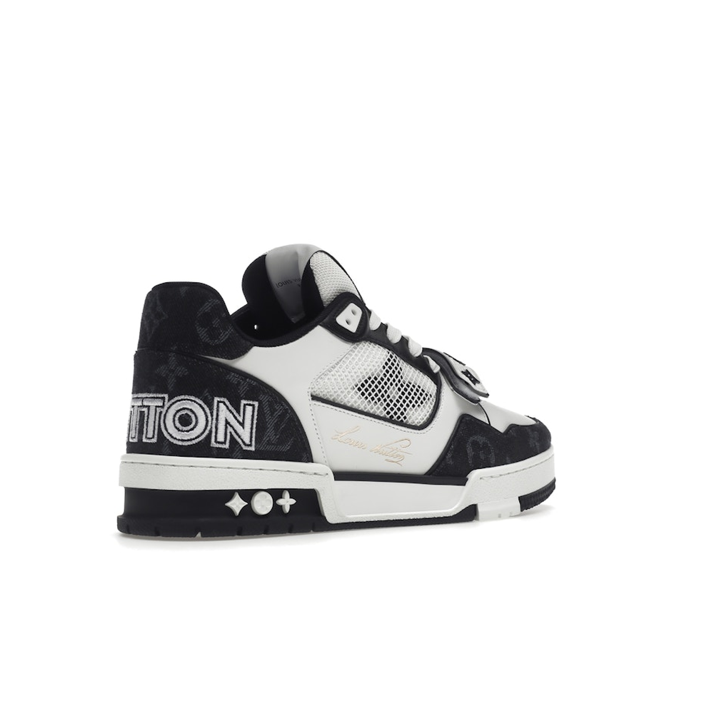 Louis Vuitton LV Trainer Velcro Strap Monogram Denim Black White