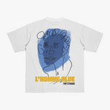 'L'Homme Blue' White Oversize T-Shirt