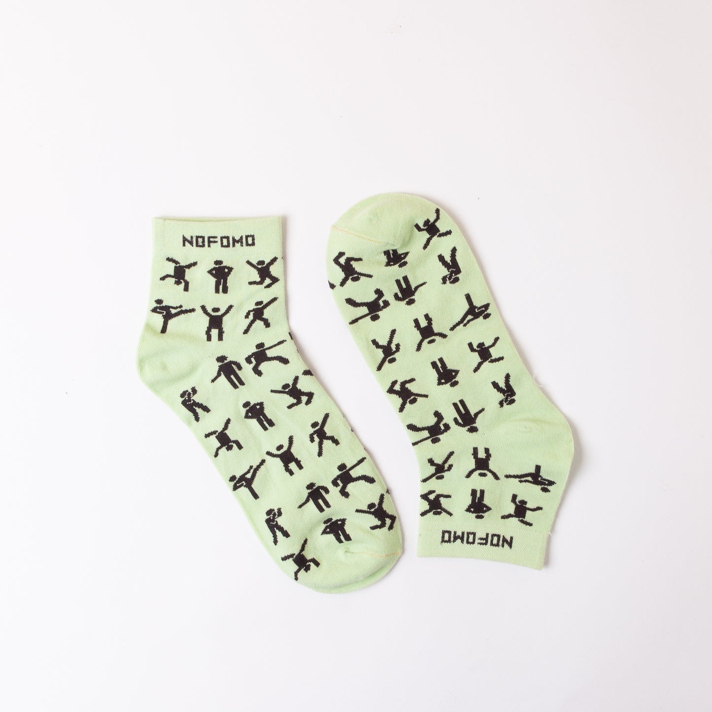 NoFoMo Short Crew Length Socks Stick Figures