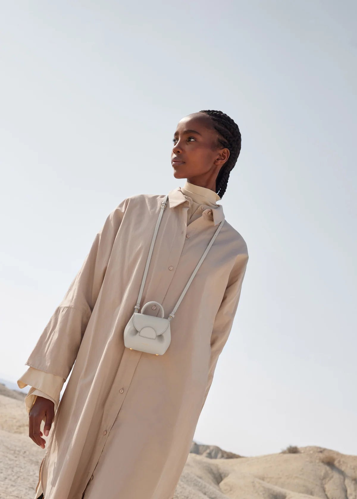 Polene Numero Un Micro Edition Textured Bag - Chalk