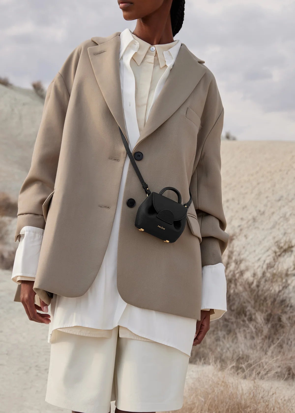 Polene Numero Un Micro Edition Textured Bag - Black