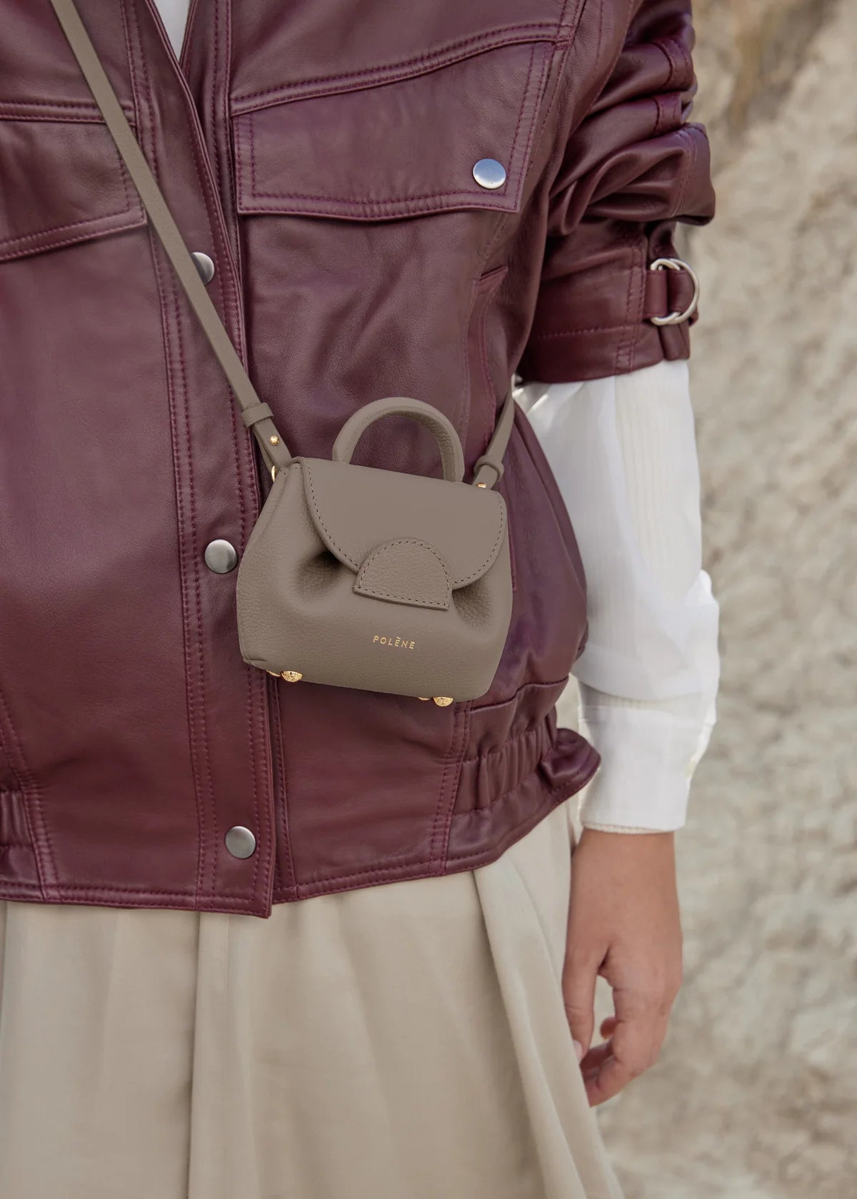 Polene Numero Un Micro Edition Textured Bag - Taupe
