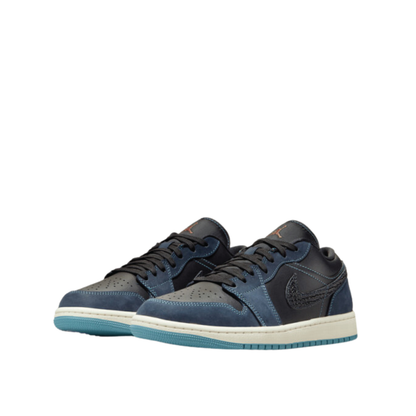 Angled view of Air Jordan 1 Low SE Black Obsidian Sail