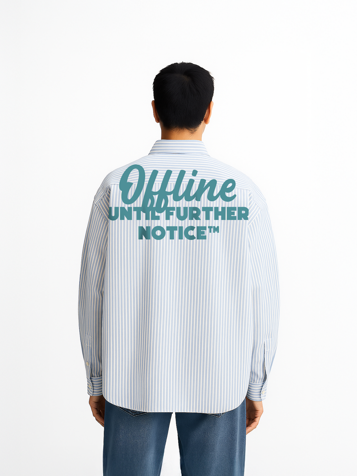 Exhale Label Oversized Shirt Blue - Offline
