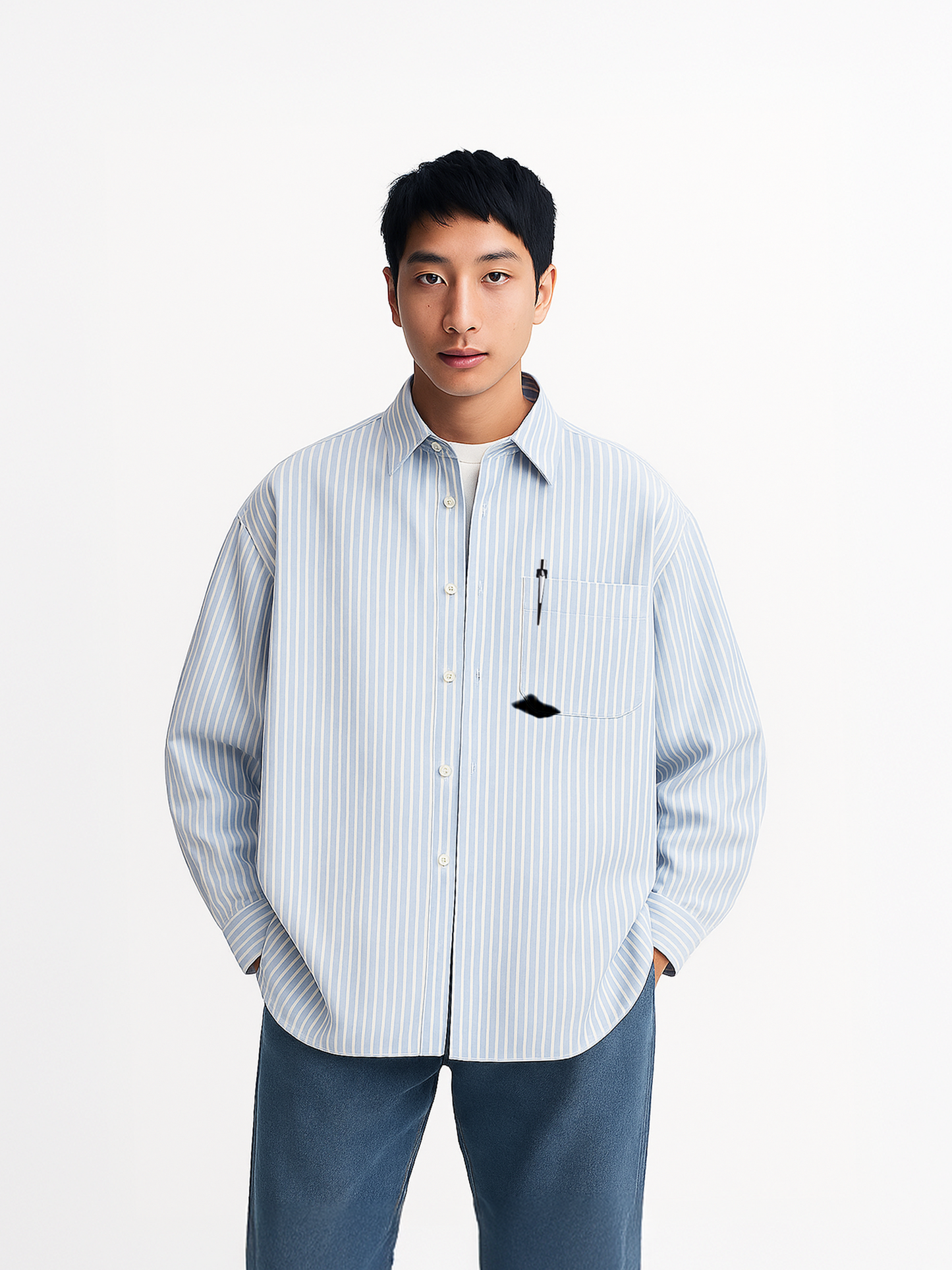Exhale Label Oversized Shirt Blue - Offline