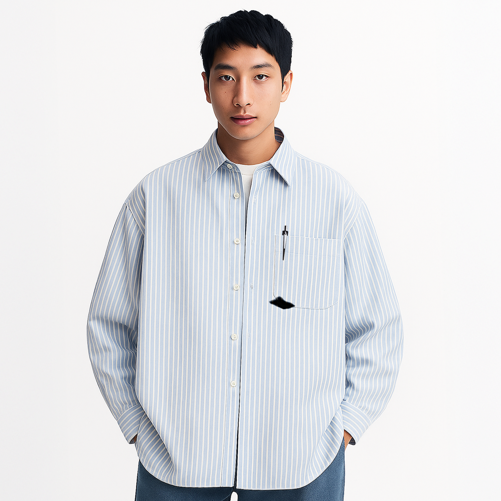 Exhale Label Oversized Shirt Blue - Offline