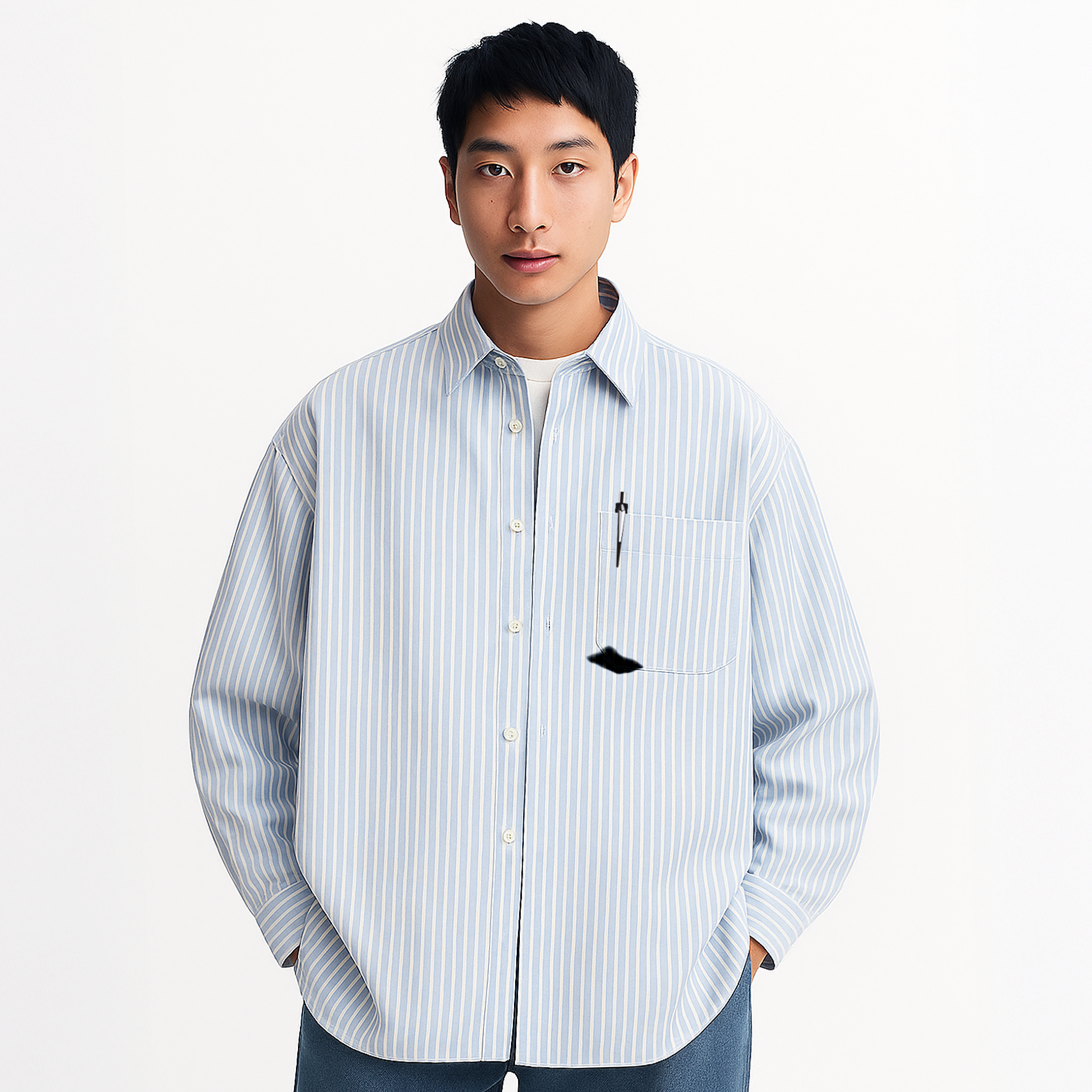 Exhale Label Oversized Shirt Blue - Offline