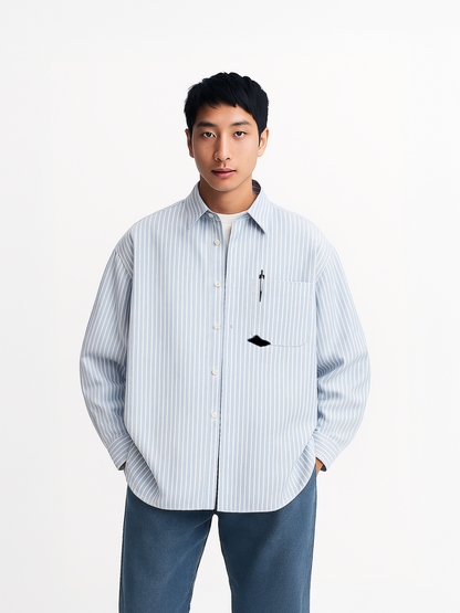 Exhale Label Oversized Shirt Blue - Offline